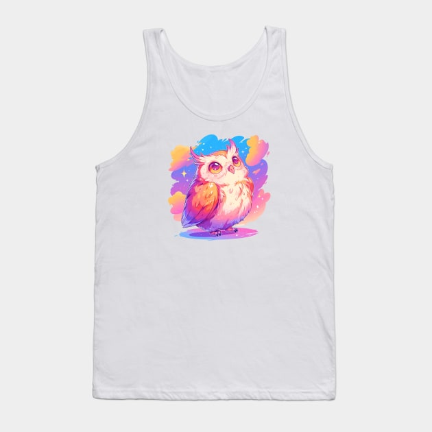 Cute owl with vivid colors Tank Top by etherElric